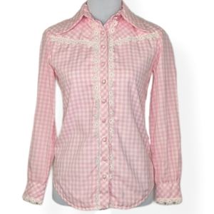 VTG 70's Marc Hober Inc Western Gingham Shirt 5/6